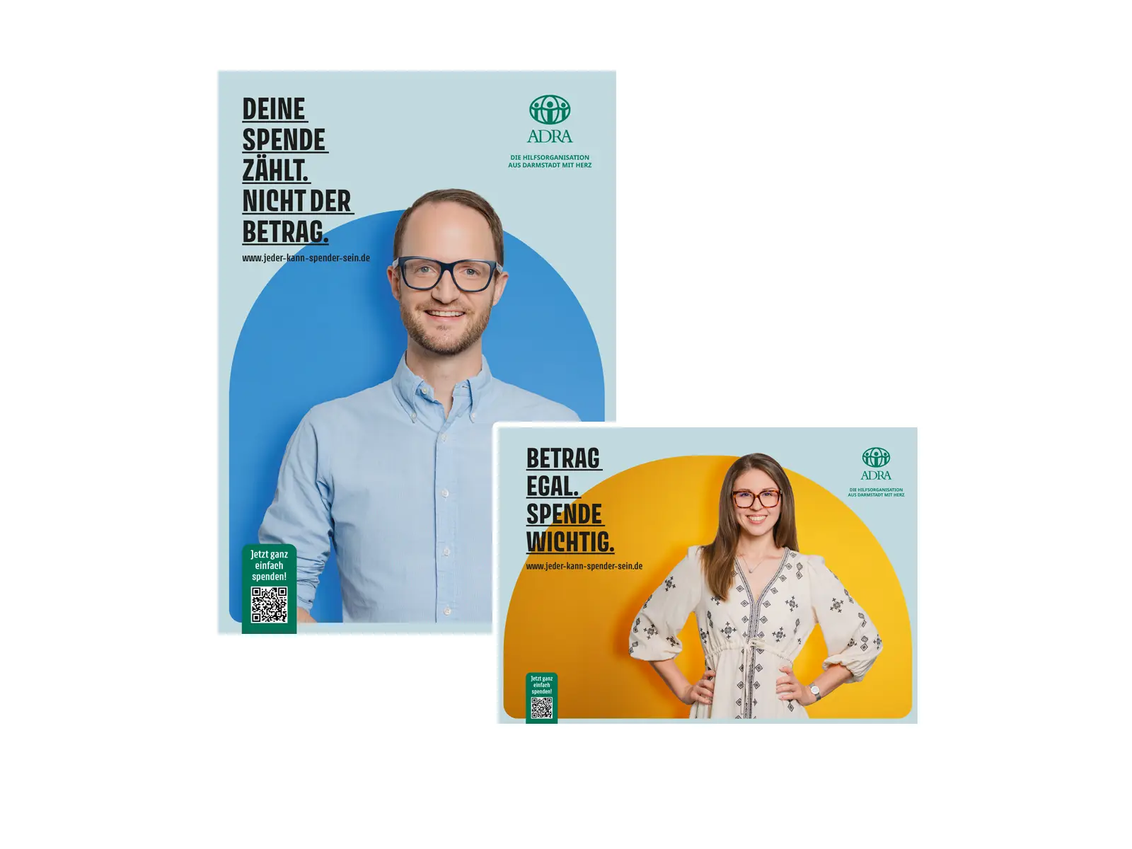 Zwei weitere Motive der Kampagne von ADRA